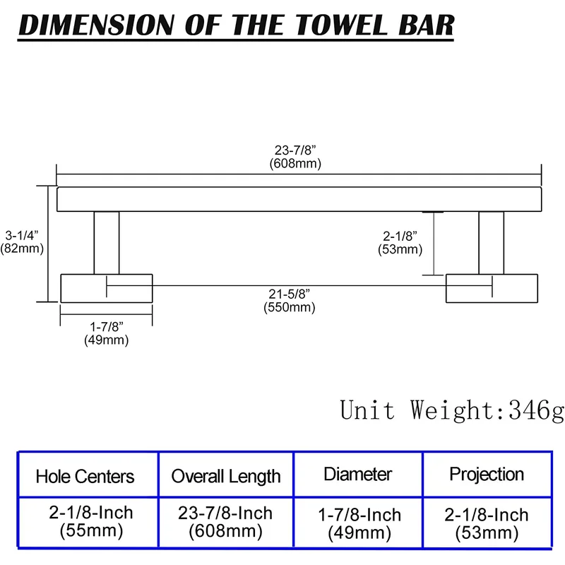 QogriSun 23.9-Inches Hand Brass Brushed Gold Towel Bar Bathroom Towel Holder Kitchen Dish Cloth Hanger Brass Rustproof Wall Mount Brushed Brass Bathroom Hardwar