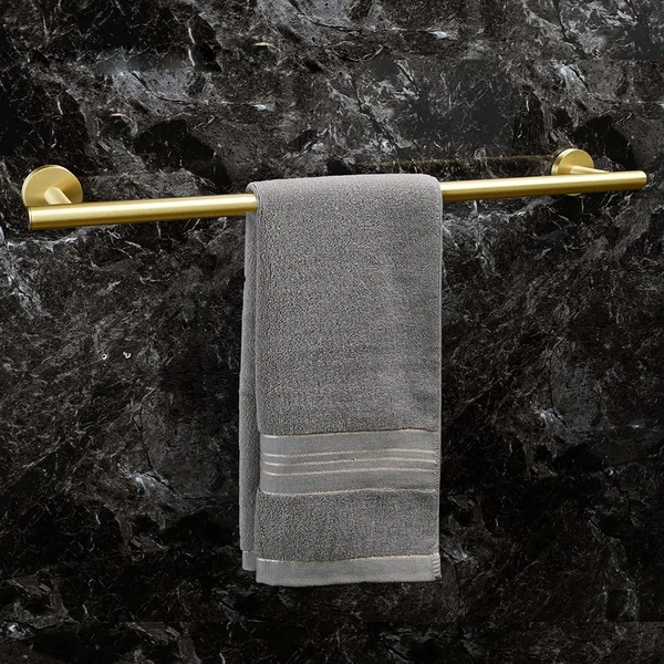 QogriSun 23.9-Inches Hand Brass Brushed Gold Towel Bar Bathroom Towel Holder Kitchen Dish Cloth Hanger Brass Rustproof Wall Mount Brushed Brass Bathroom Hardwar