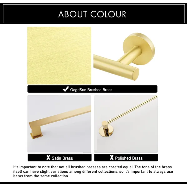 QogriSun 23.9-Inches Hand Brass Brushed Gold Towel Bar Bathroom Towel Holder Kitchen Dish Cloth Hanger Brass Rustproof Wall Mount Brushed Brass Bathroom Hardwar