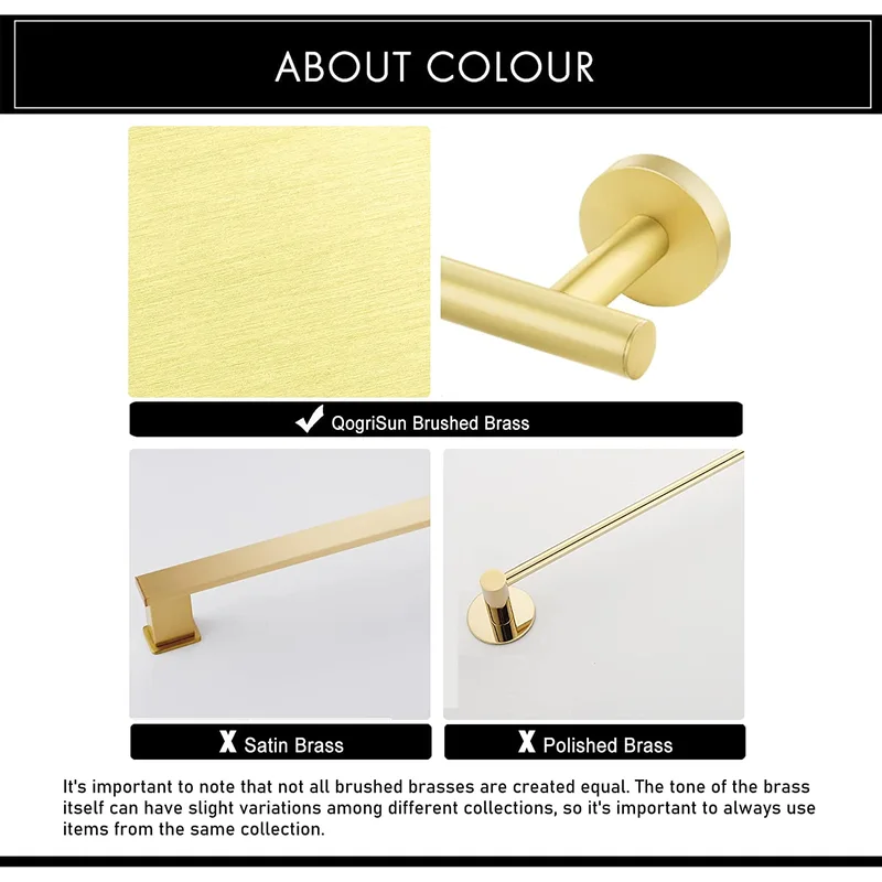 QogriSun 23.9-Inches Hand Brass Brushed Gold Towel Bar Bathroom Towel Holder Kitchen Dish Cloth Hanger Brass Rustproof Wall Mount Brushed Brass Bathroom Hardwar