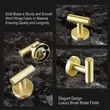 QogriSun Bath Towel Hook Robe Hook Brushed Brass,Gold Round Coat Hook, Suitable for Bathroom Kitchen Hand Towel Holder Washcloth Hanger, Wall-Mounted or Self-Adhesive Installation
