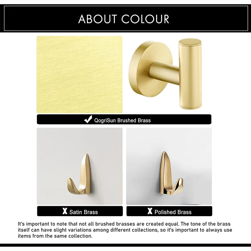 QogriSun Bath Towel Hook Robe Hook Brushed Brass,Gold Round Coat Hook, Suitable for Bathroom Kitchen Hand Towel Holder Washcloth Hanger, Wall-Mounted or Self-Adhesive Installation