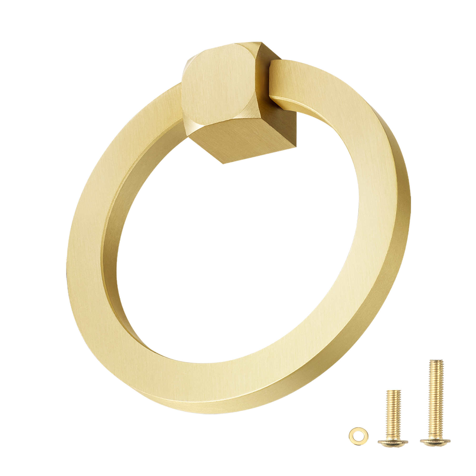 QOGRISUN 5-Pack Solid Brass Cabinet Pulls, Gold Euro Benin - View #4
