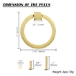 QOGRISUN Solid Brass Pulls for Rings Pulls Single Brushed Brass Gold Wardrobe Door Handles