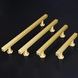 Solid Brass Cabinet Handles, Gold Square T Bar Cabinet Pulls, 3 Inch Hole Center for Kitchen Drawer Dresser Cupboard, Brushed Brass Finish