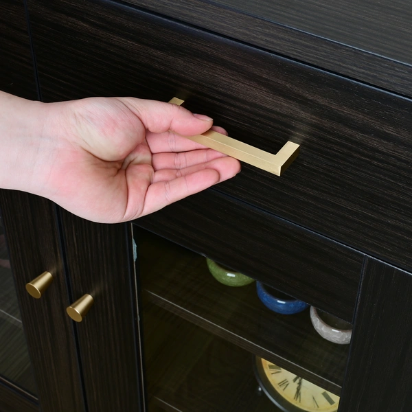 QogriSun 5-Pack Solid Brass Cabinet Handles, Gold Square Bar Cabinet Pulls, for Kitchen Drawer Dresser Cupboard, Brushed Brass Finish