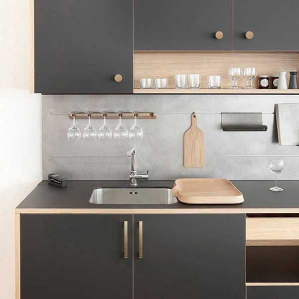 QogriSun 5-Pack Solid Brass Cabinet Handles, Gold Square Bar Cabinet Pulls, for Kitchen Drawer Dresser Cupboard, Brushed Brass Finish