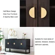 QogriSun Solid Brass Half Moon Cabinet Pulls, Gold Drawer Dresser Handles, Copper Kitchen Hardware, Brushed Finish