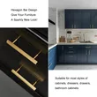 QogriSun Solid Brass Cabinet Pulls Hexagon Drawer Handles, Suitable for Kitchen Bathroom Dresser Cupboard Hardware, Brushed Finish
