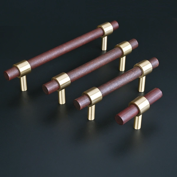 QogriSun 6-Pack Brass Wood Drawer Pulls, Gold Wood Cabinet Handles Dresser Pulls, 3-inch Hole Center, Modern Kitchen Furniture Hardware, 4-5/8-Inch Total Length