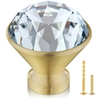 QogriSun 10-Pack Brass Crystal Cabinet Knobs, Glass Crystal Gold Drawer Knobs, 1-5/16-Inch Diamond, Decorative Dresser Pulls, Modern Cabinet Hardware