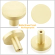 QOGRISUN Solid Brass Cabinet Knobs, 1-Inch Diameter, Round Gold Dresser Drawer Pulls Handles, Modern Kitchen Hardware, Brushed Brass Finish