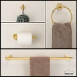 QOGRISUN 4-Piece Bathroom Hardware Set-Brass Towel Rack Set with 24- Inch Hand Towel Bar, Toilet Paper Holder, Towel Hooks, and Towel Ring, Brushed Gold…