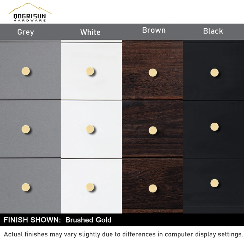 Solid Brass Knobs for Dresser Drawer, Mid Century Gold Cabinet Knobs, 0.8-Inch Diameter, Cone Knobs Pulls for Kitchen Bathroom Cabinets, Brushed Finish