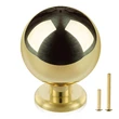 QOGRISUN 10-Pack Unlacquered Brass Cabinet Knobs, Round Ball Gold Knobs for Dresser Drawer, 1.1-Inch Diameter, Sphere Cabinet Pulls,Lead-Free Polished Brass Finish
