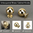 QOGRISUN 10-Pack Unlacquered Brass Cabinet Knobs, Round Ball Gold Knobs for Dresser Drawer, 1.1-Inch Diameter, Sphere Cabinet Pulls,Lead-Free Polished Brass Finish