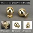 QOGRISUN 10-Pack Unlacquered Brass Cabinet Knobs, Round Ball Gold Knobs for Dresser Drawer, 1.1-Inch Diameter, Sphere Cabinet Pulls,Lead-Free Polished Brass Finish