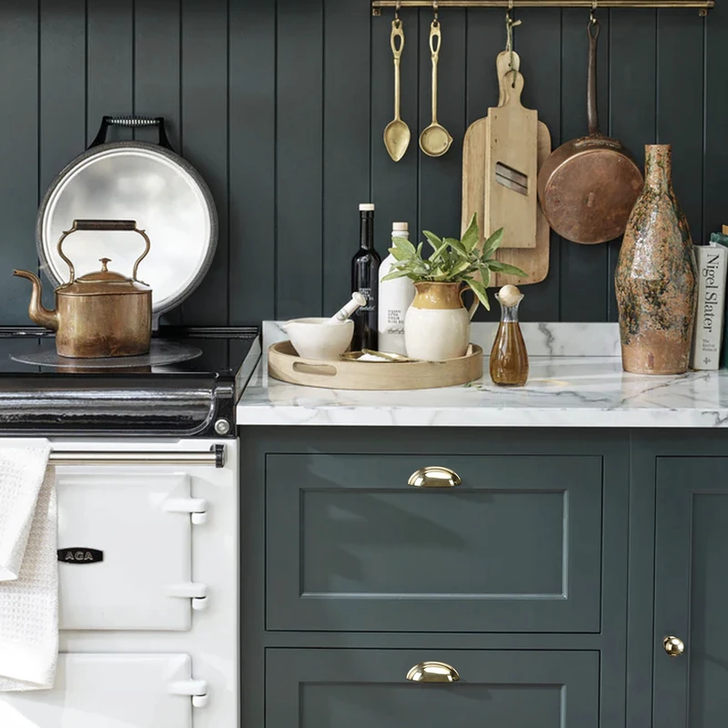 QOGRISUN 10-Pack Unlacquered Brass Cabinet Knobs, Round Ball Gold Knobs for Dresser Drawer, 1.1-Inch Diameter, Sphere Cabinet Pulls,Lead-Free Polished Brass Finish