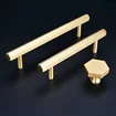QogriSun 10-Pack Solid Brass Hexagon Cabinet Knobs, 1-1/4-Inch Diameter, Gold Decorative Dresser Drawer Pulls Handles, Modern Kitchen Hardware, Brushed Brass Finish