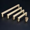 QogriSun 5-Pack Solid Brass Cabinet Handles, Gold Square Bar Cabinet Pulls, for Kitchen Drawer Dresser Cupboard, Brushed Brass Finish