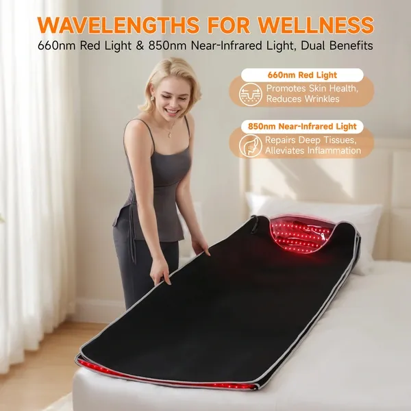 Red Light Therapy Mat for full Body, Near Infrared Light Therapy Blanket, 128 mW/cm², 75“*35“, 3300 LEDs, 3-Year Warranty