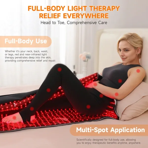 【Upgraded 135 mW/cm²】Red Light Therapy Mat,75 * 35 inch, 660nm & 850nm Infrared Therapy Blanket, Flexible and Portable Design, Full Body Pain Relief, Promotes Healing, 3300 LEDs, 3-Year Warranty