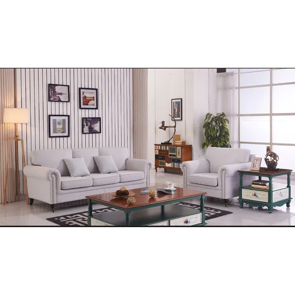 french style fabric sofa,high density foam  coffee table living room 