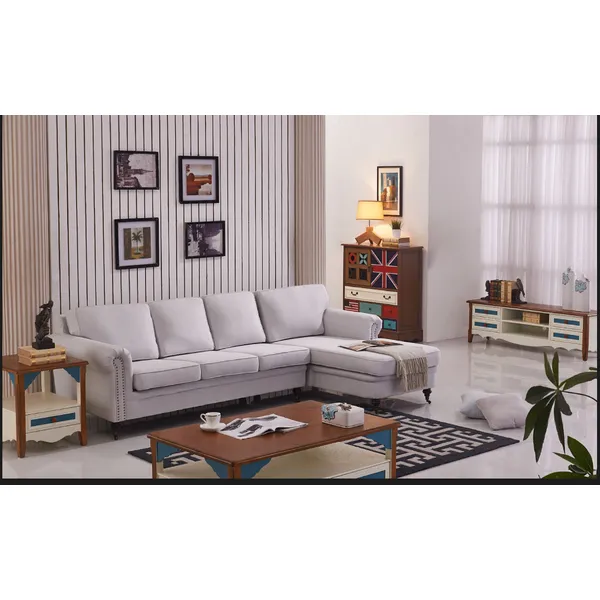 french style fabric corner sofa,high density foam  coffee table living room  for home and hotel