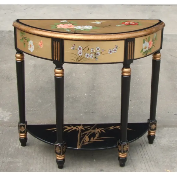 lacquer  oriental asia chinoiserie chinese furniture gold  hand painted console