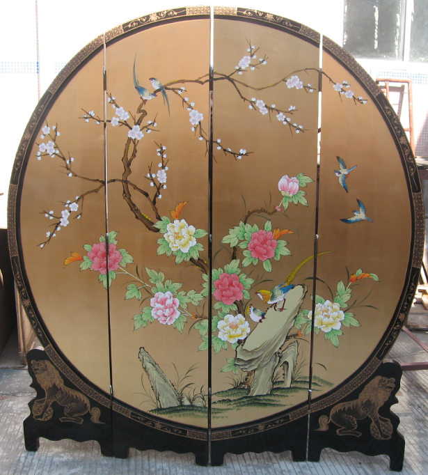 lacquer  oriental asia chinoiserie chinese furniture gold korean  buddha scrren