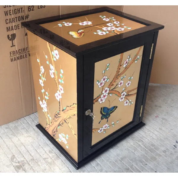 lacquer  oriental asia chinoiserie chinese furniture gold korean  buddha donation locker