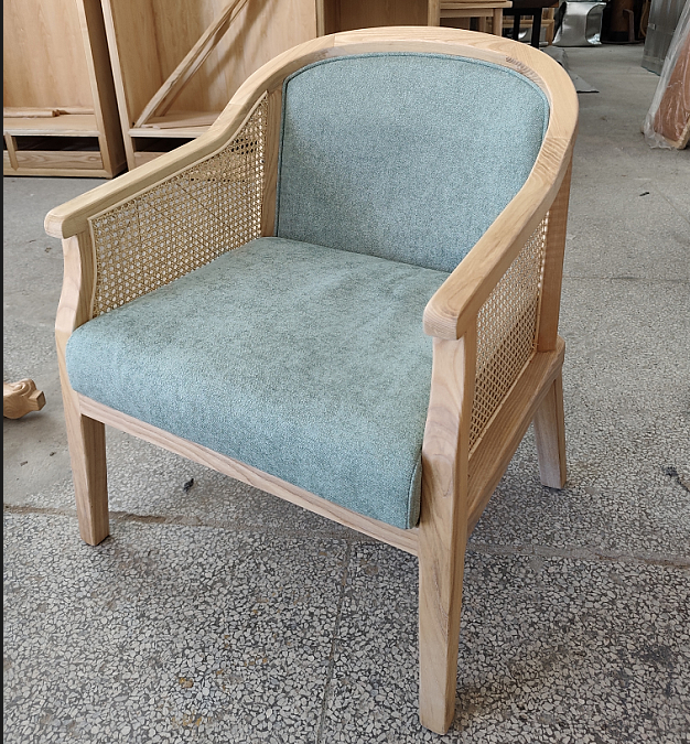 french style  solid wood fabric rattan leisure chair    for home and hotel