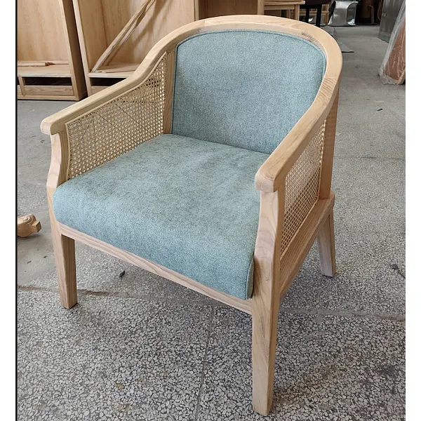 french style  solid wood fabric rattan leisure chair    for home and hotel