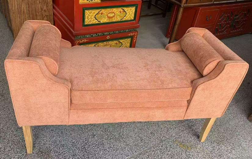 french style  solid wood  fabric bench ottoman    for home and hotel