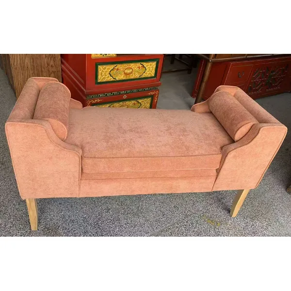 french style  solid wood  fabric bench ottoman    for home and hotel