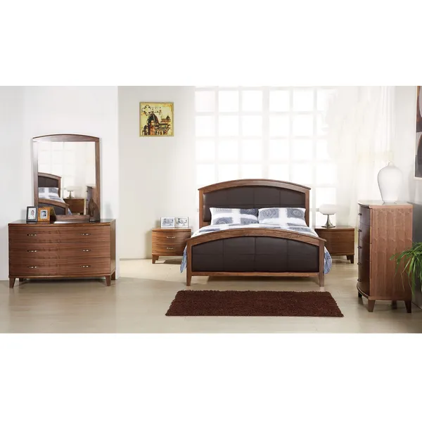 contemporary american  solid wood  leather bed  for home and hotel