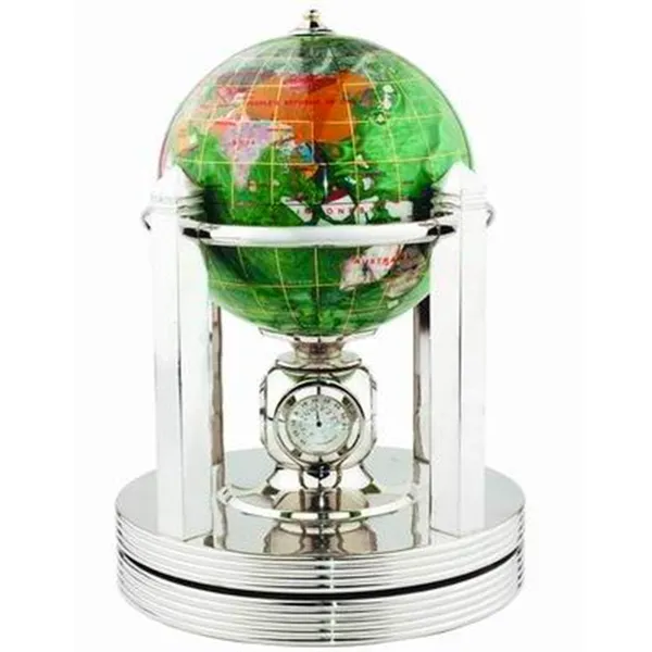 luxury high quality  clock globe for home decoration office hotel combine with valuable materials lapis gold powder pearl powder mother of pearl  jade zinc alloy