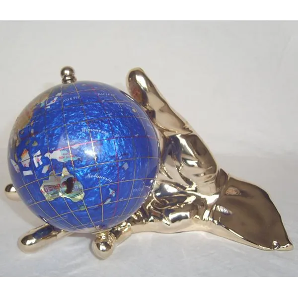 luxury high quality  palm globe for home decoration office hotel combine with valuable materials lapis gold powder pearl powder mother of pearl  jade zinc alloy