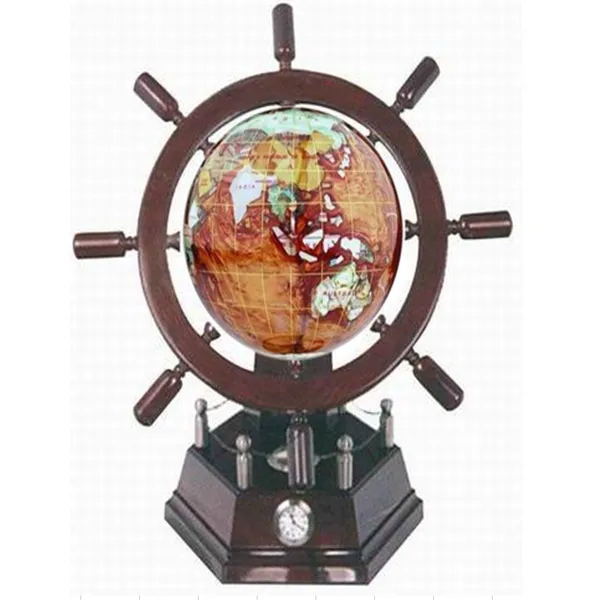 luxury high quality  wood base globe for home decoration office hotel combine with valuable materials lapis gold powder pearl powder mother of pearl  jade zinc alloy