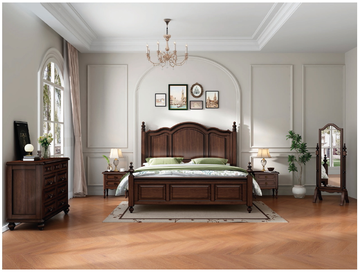 american european  style  bedroom set bed bedside cabinet dresser mirror stool wardrobe closet