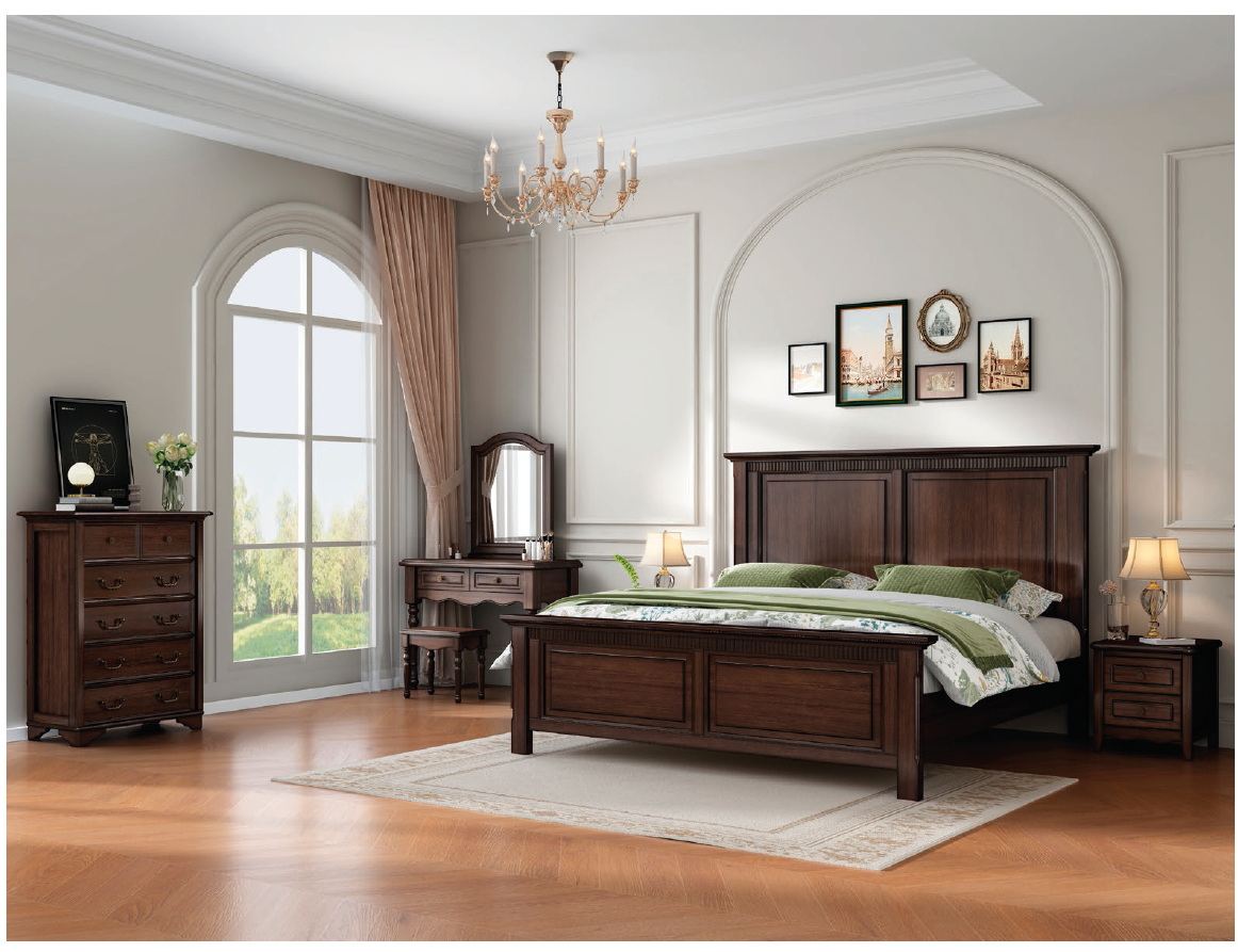 american european  style  bedroom set bed bedside cabinet dresser mirror stool wardrobe closet