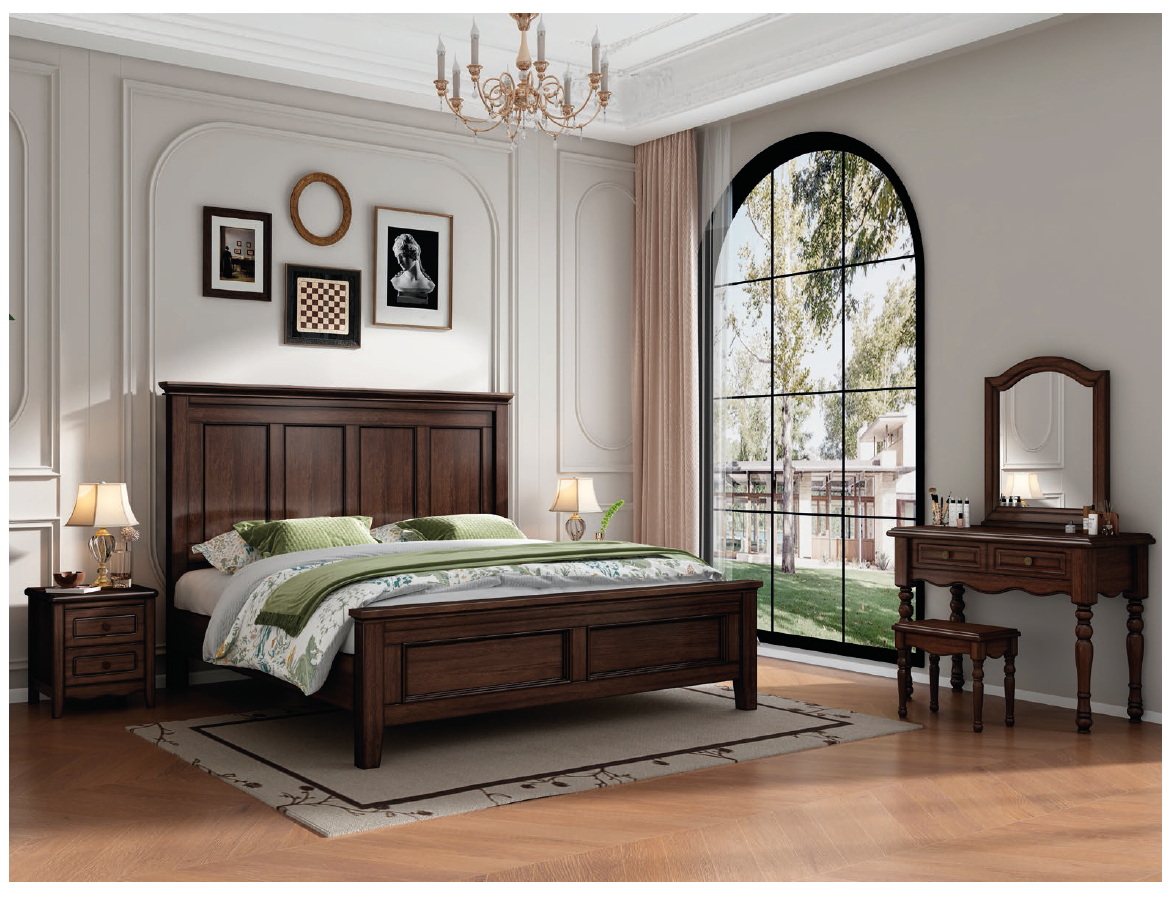 american european  style  bedroom set bed bedside cabinet dresser mirror stool wardrobe closet