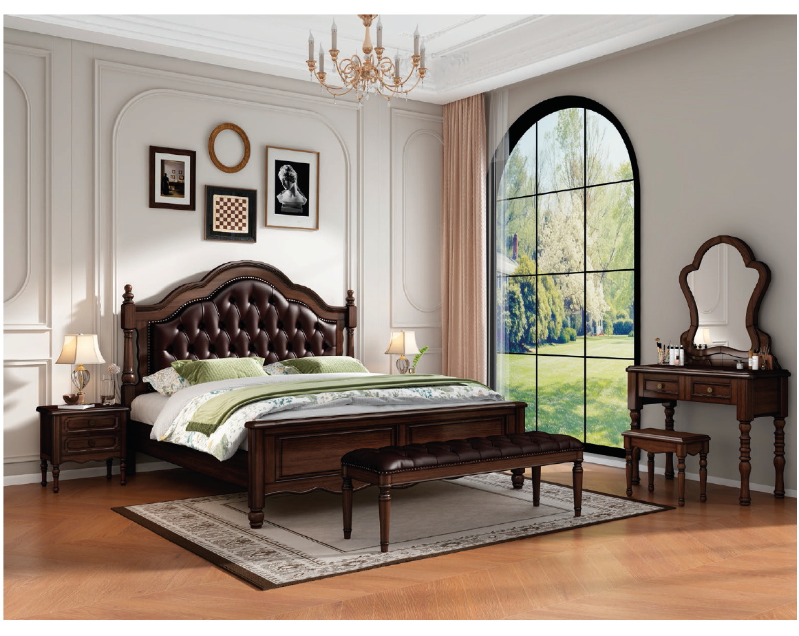 american european  style  bedroom set bed bedside cabinet dresser mirror stool wardrobe closet