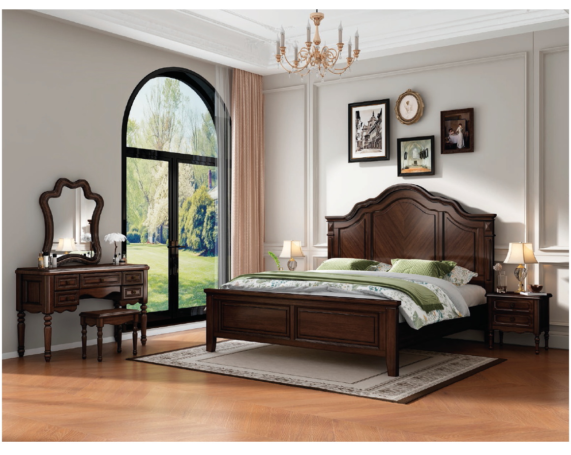 american european  style  bedroom set bed bedside cabinet dresser mirror stool wardrobe closet