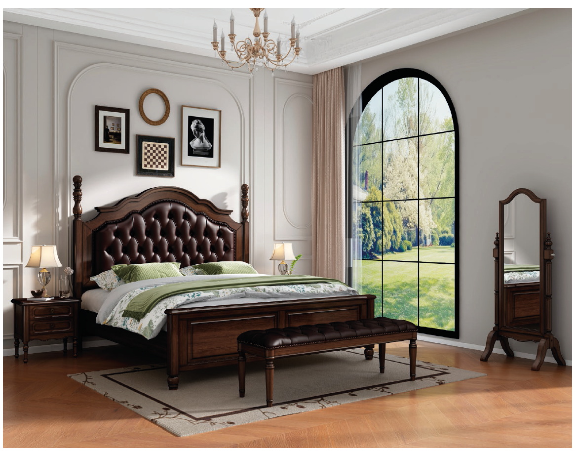 american european  style  bedroom set bed bedside cabinet dresser mirror stool wardrobe closet