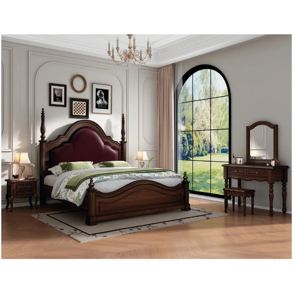 american european  style  bedroom set bed bedside cabinet dresser mirror stool wardrobe closet
