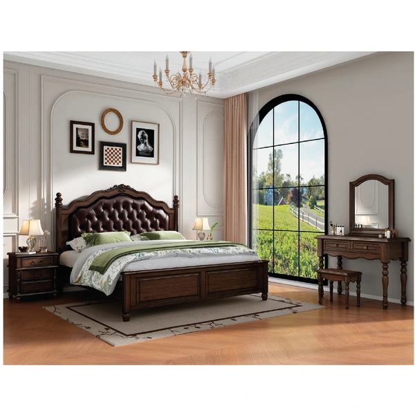 american european  style  bedroom set bed bedside cabinet dresser mirror stool wardrobe closet