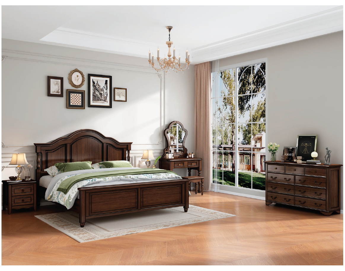 american european  style  bedroom set bed bedside cabinet dresser mirror stool wardrobe closet