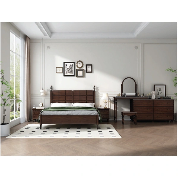 american european  style  bedroom set bed bedside cabinet dresser mirror stool wardrobe closet