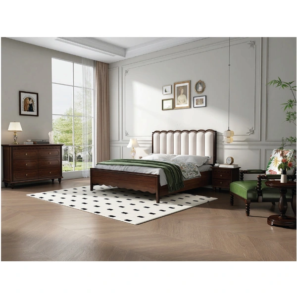 american european  style  bedroom set bed bedside cabinet dresser mirror stool wardrobe closet
